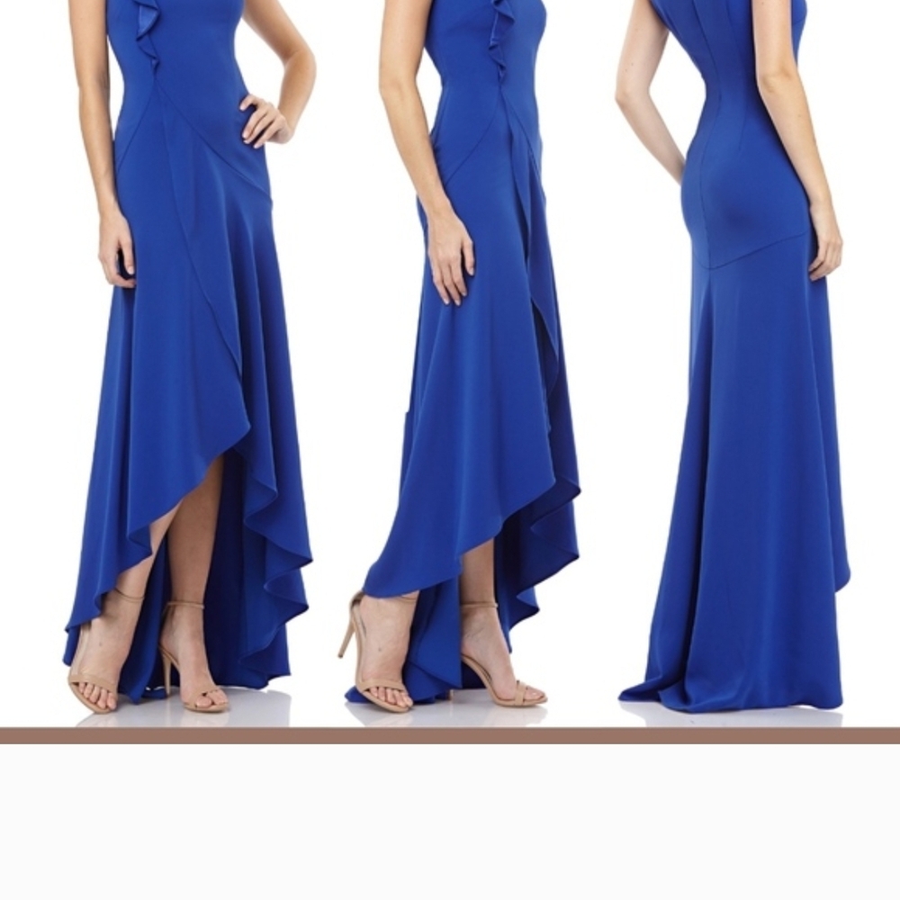Carmen Marc Valvo Sapphire High Low Gown